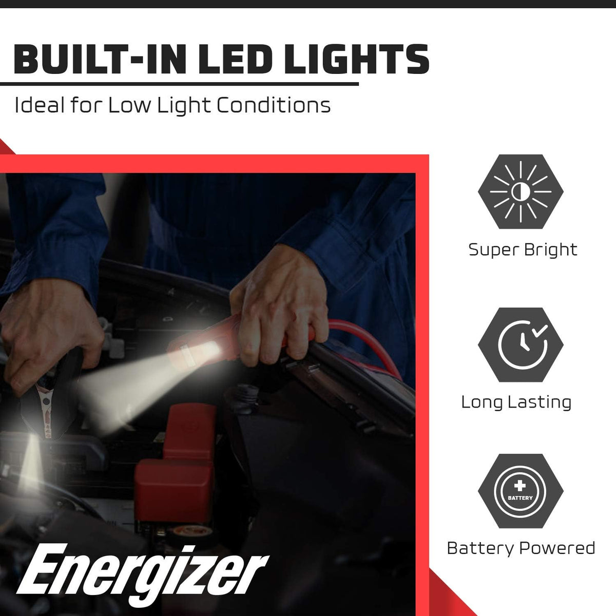 Heavy Duty Jumper Cables with LED Lights and Carrying Bag C9227