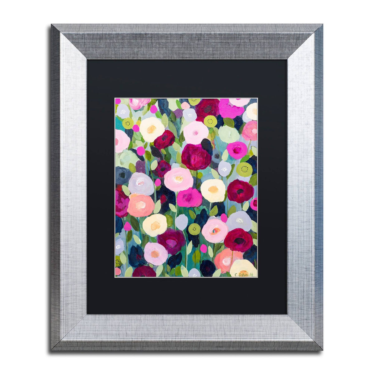 Night Garden Black Matte Silver Frame D198712