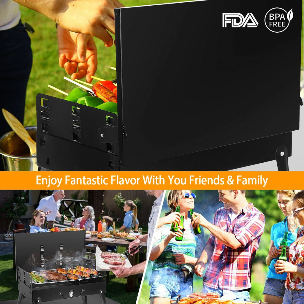 Portable Charcoal Grill Foldable BBQ Suitcase Grill L1642