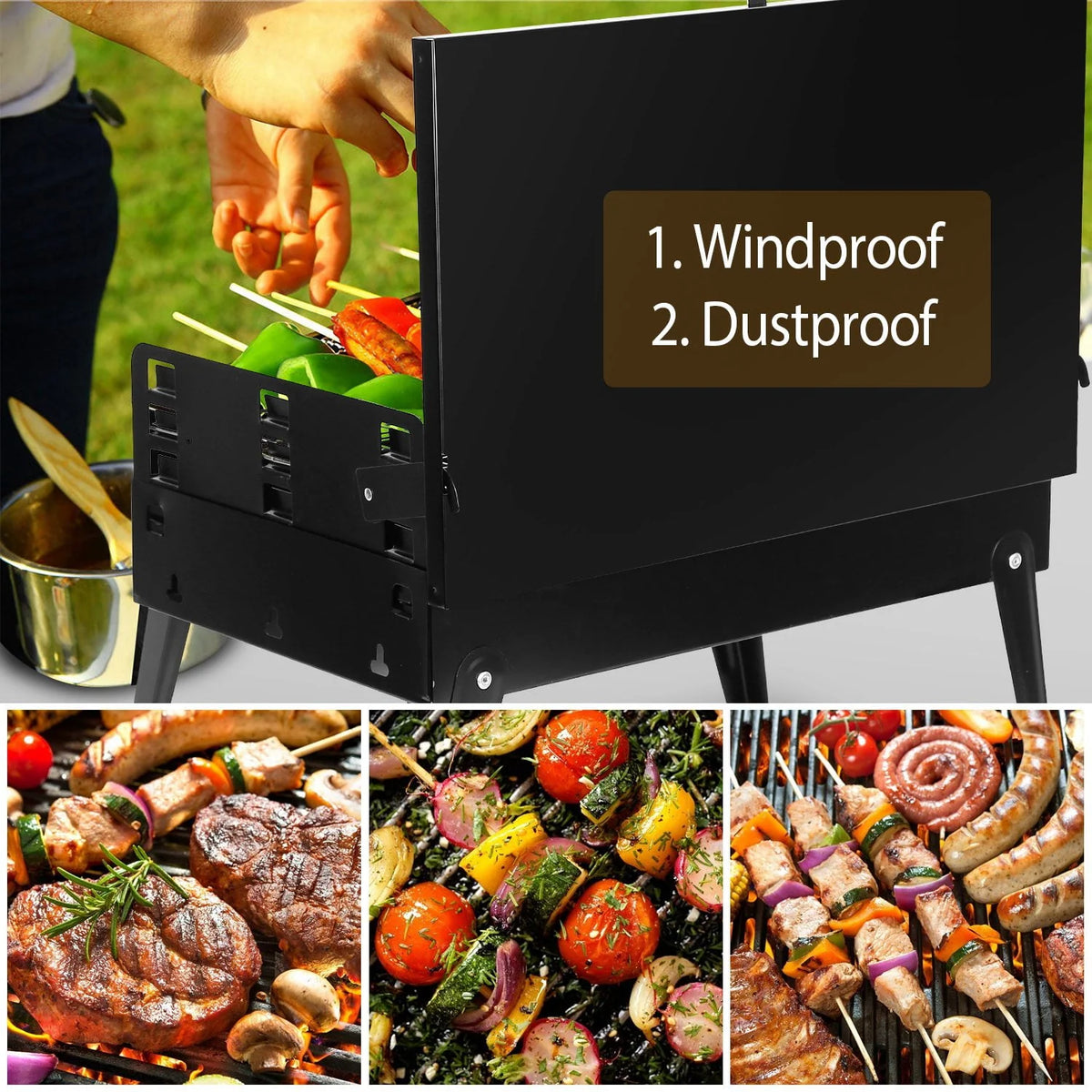 Portable Charcoal Grill Foldable BBQ Suitcase Grill L1642