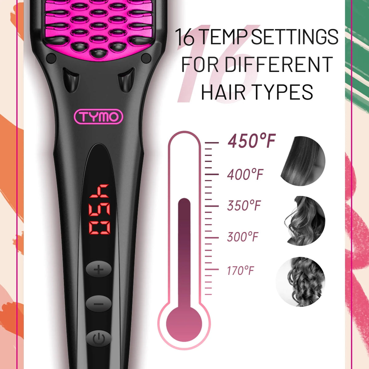 Ionic Hair Straightener Brush with 16 Heat Levels G7118