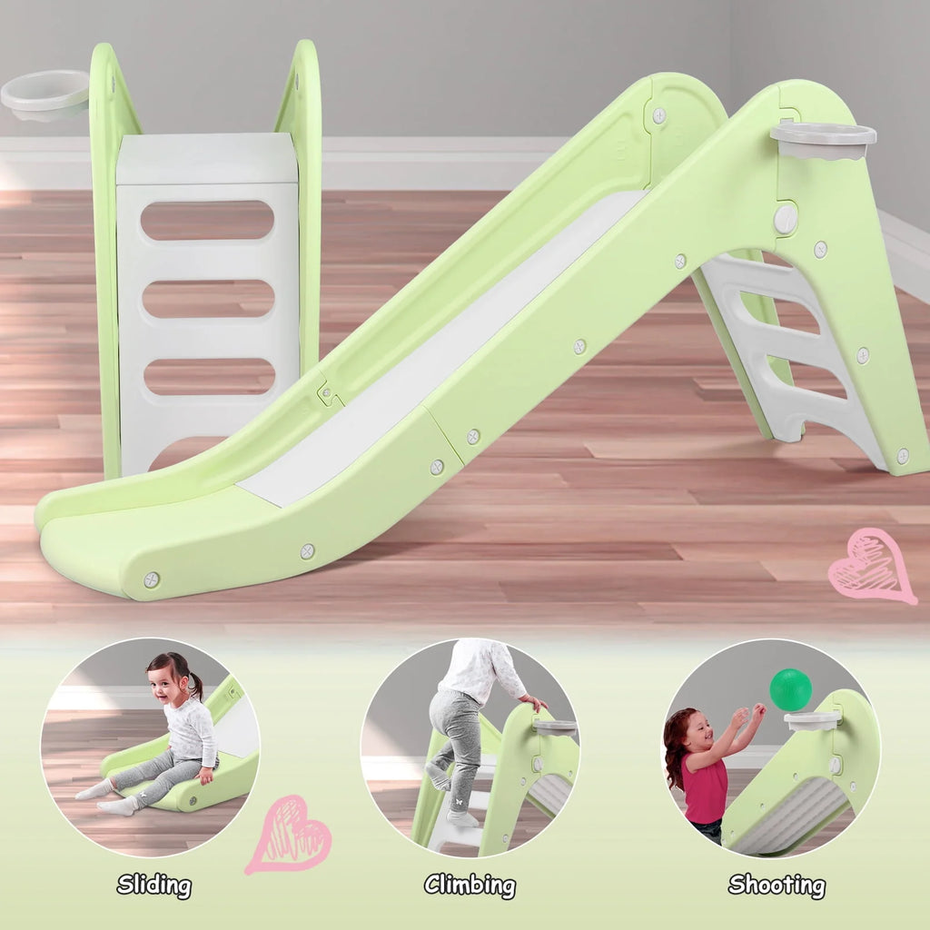 Kids Slide Playset with Basketball Hoop and Ball Y6685