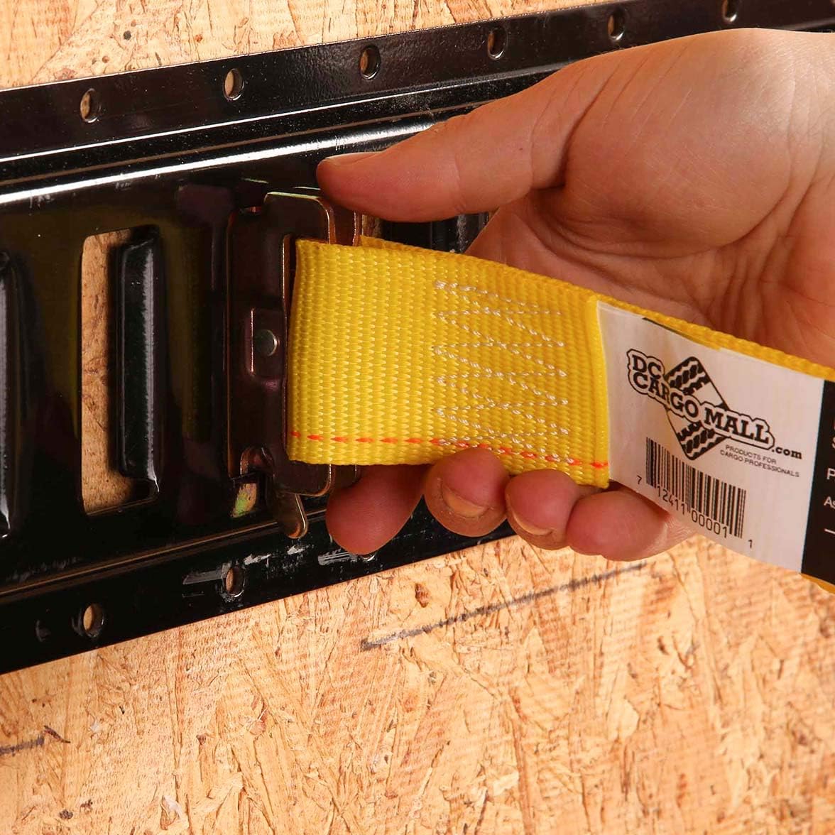 4 E-Track Ratcheting Straps Yellow Polyester Tie-Down Straps J7717