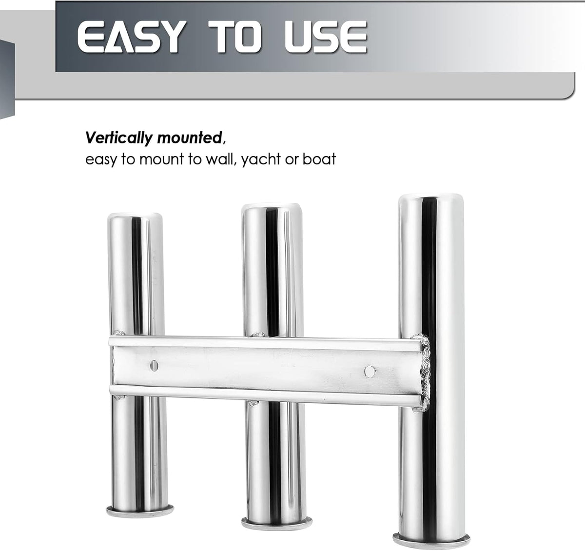 Wall-Mounted 316 Stainless Steel Rod Holder Pack of 2 Y3742