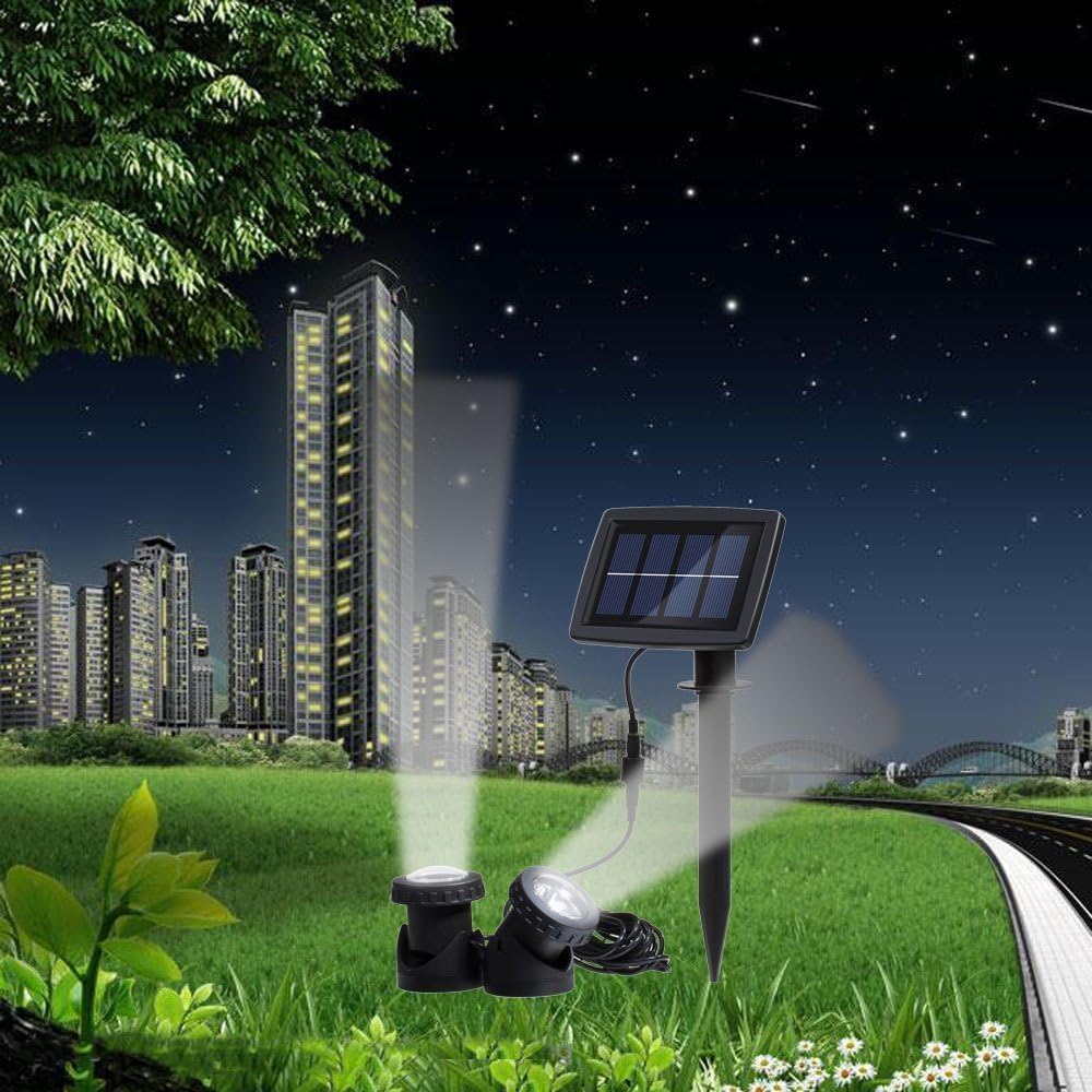 White 12 LEDs Landscape Spotlight Projection Light with 2 Submersible Lamps G1714