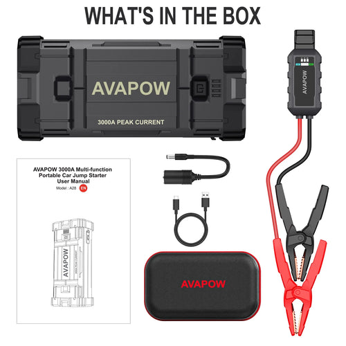 3000A Peak Portable 12V Lithium Jump Starter M389