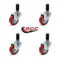 Red Polyurethane Caster Set of 4 N947
