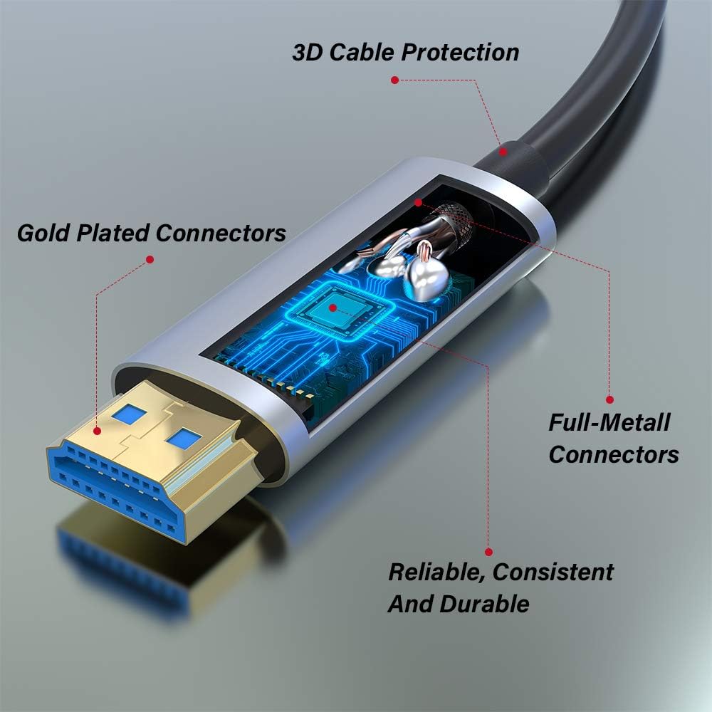 Fiber Optic HDMI Cable 15ft 4K@60Hz HDR ARC 18Gbps W821086