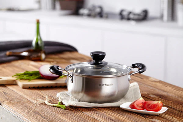 Stainless-Steel Casserole Pot with Glass Lid 22cm O405