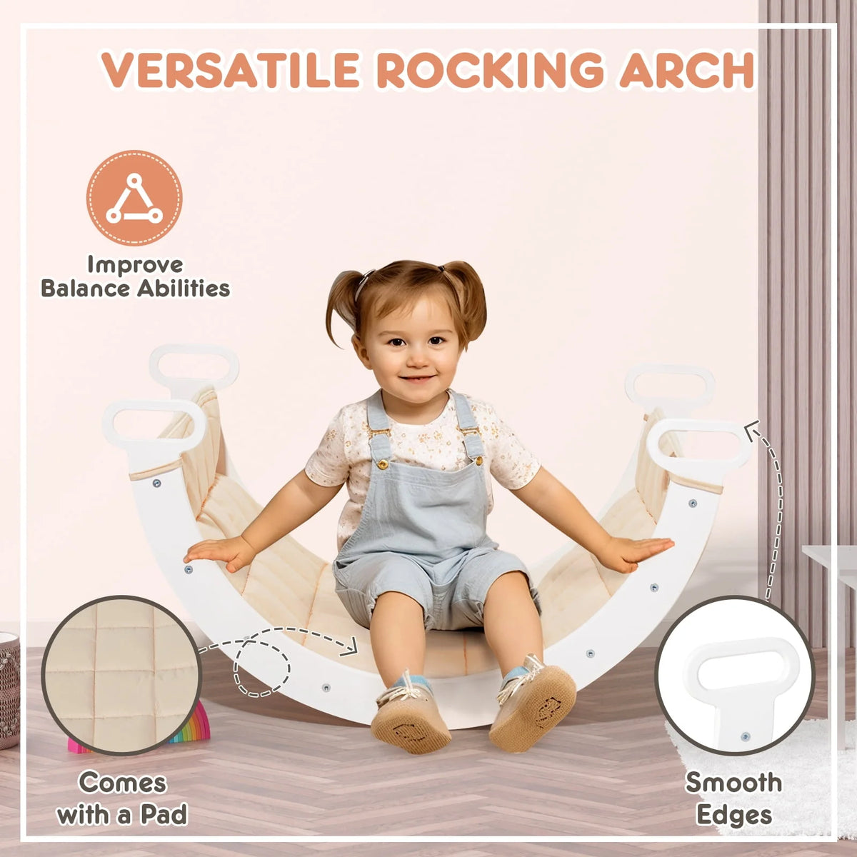 Foldable Wooden Climbing Triangle Arch with Ramp and Slide I117899