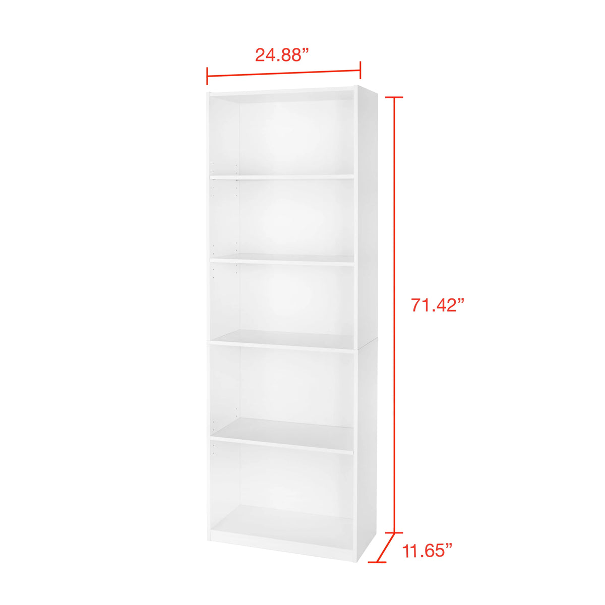 White 5-Shelf Bookcase with Adjustable Shelves Q19925