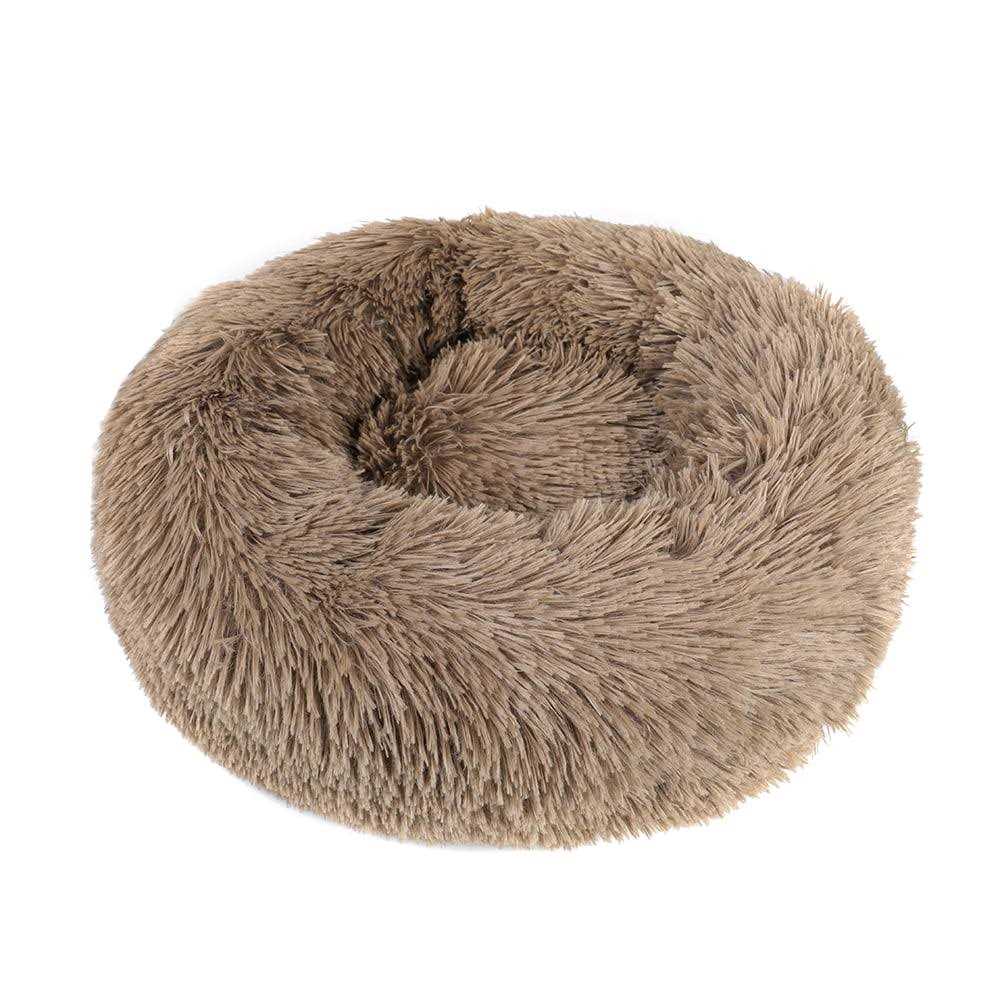 Round Plush Donut Pet Bed Warm Fur Cuddler Cushion Bed Non-Slip S5575