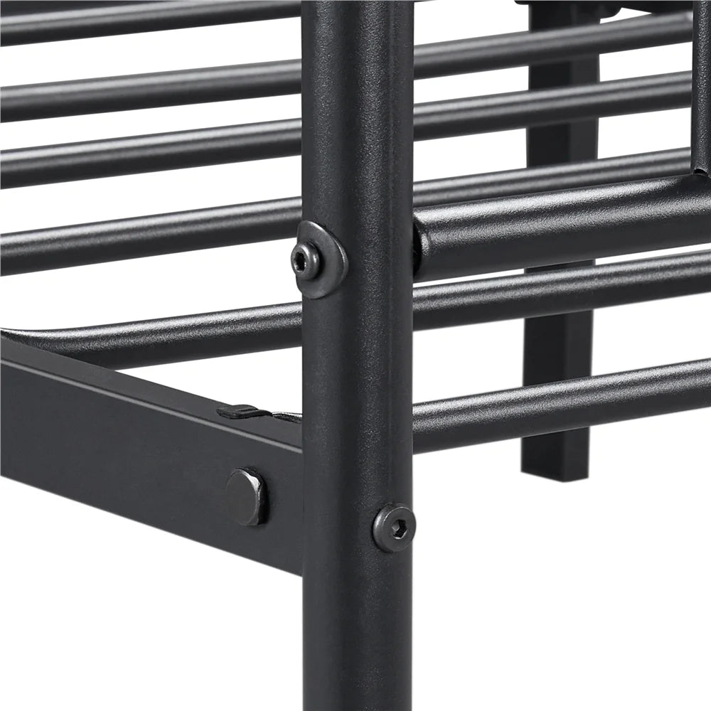 Black Metal Twin Platform Bed with Headboard and Footboard K57899
