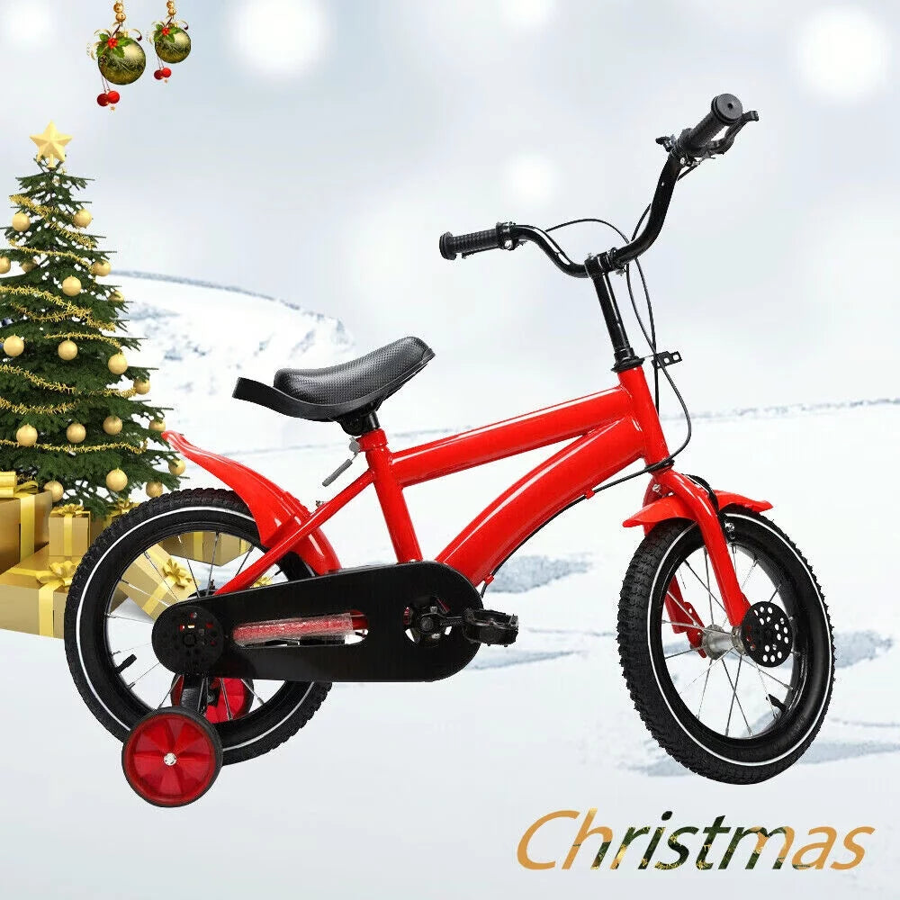 Yellow 14 Inch Kids Bike with Training Wheels Y500582