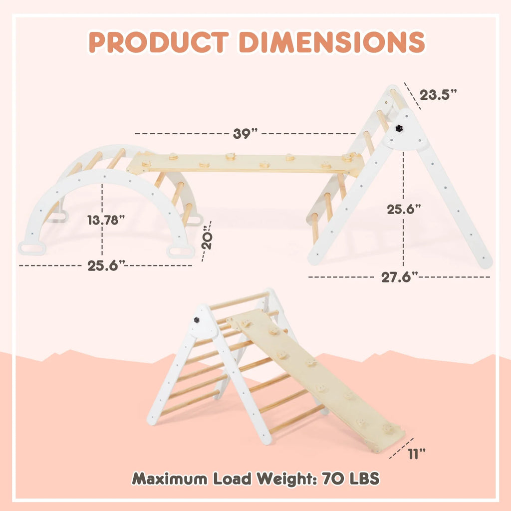 Foldable Wooden Climbing Triangle Arch with Ramp and Slide I117899