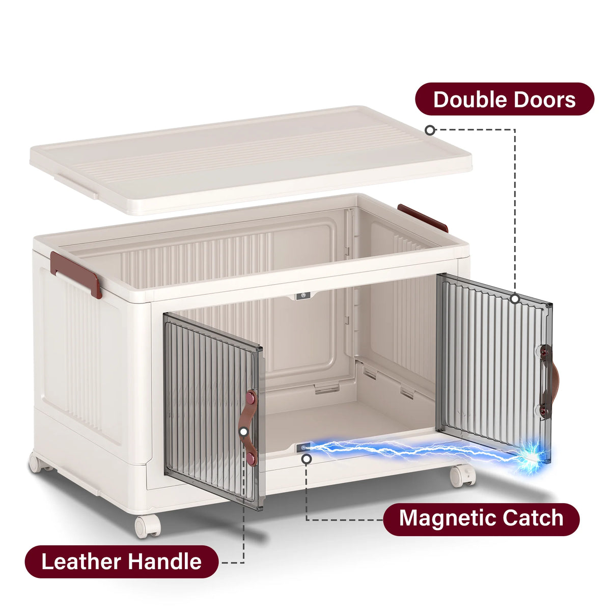 Collapsible Storage Bins with Lids and Wheels 3 Pack J29433