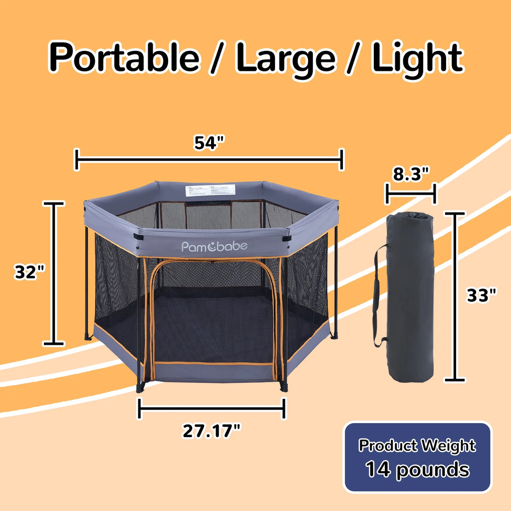 Blue Portable Lightweight Baby Playpen with Canopy and Travel Bag E565