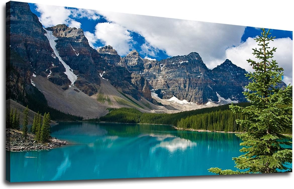 Large Moraine Lake Nature Canvas Wall Art Framed 20 x 40 B906599