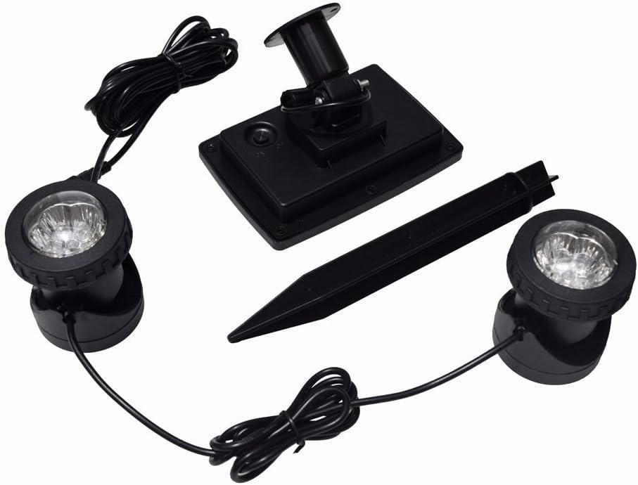 White 12 LEDs Landscape Spotlight Projection Light with 2 Submersible Lamps G1714