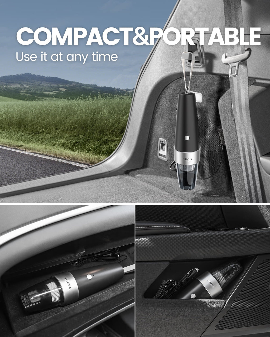 Car Vacuum Cleaner 6000PA 12V Handheld Wet/Dry J68732