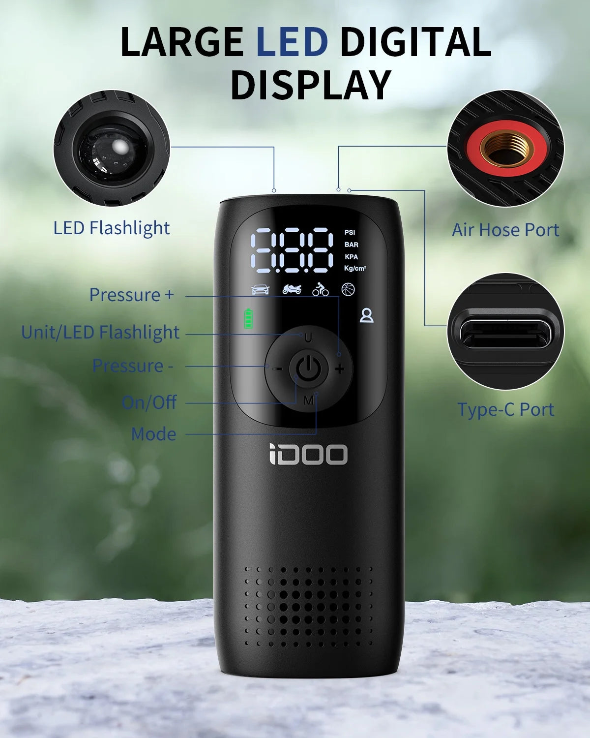 150PSI Cordless Tire Inflator Portable Air Compressor Q5709