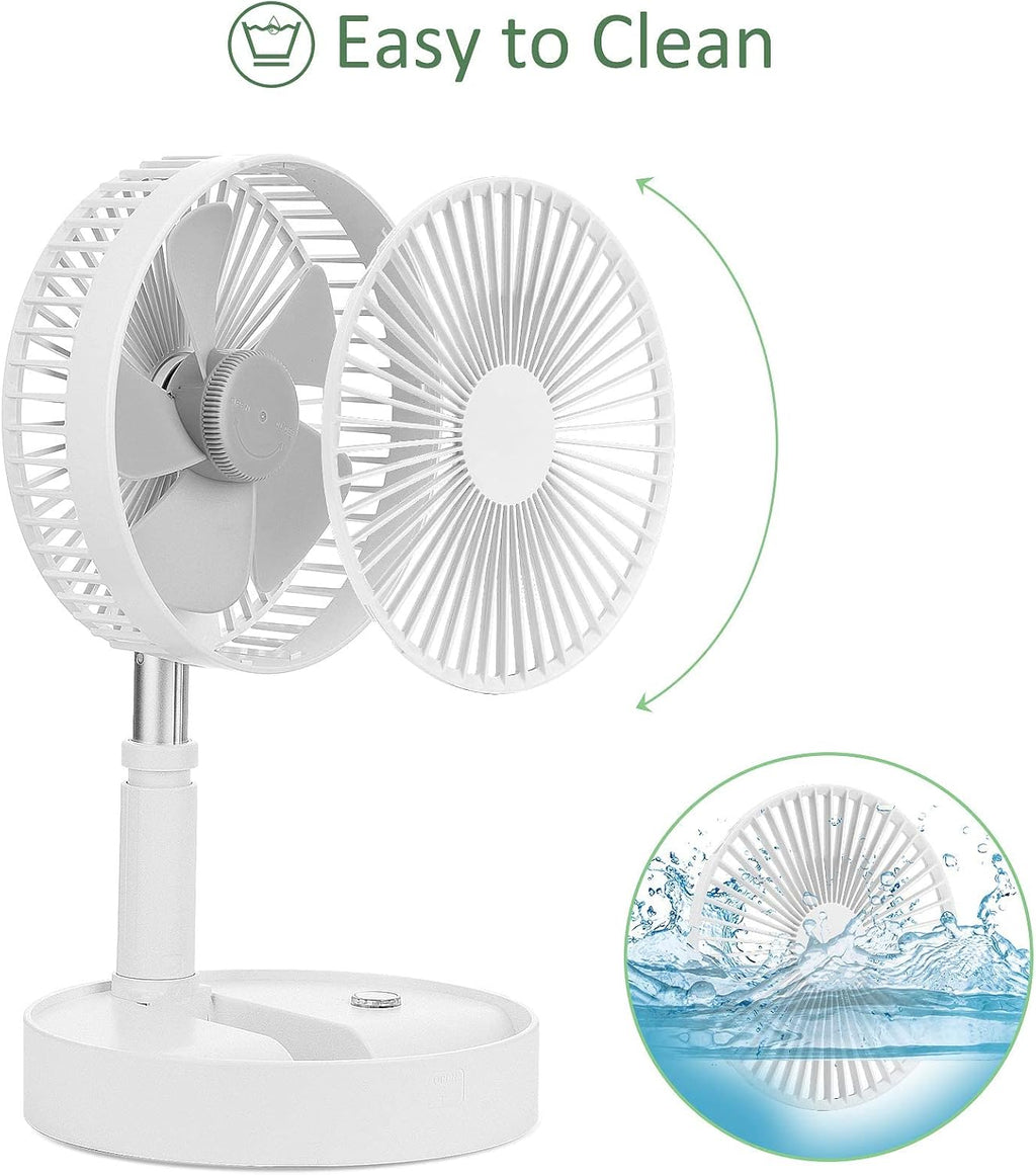 Portable Foldable Standing Fan with Remote, 7200mah USB Quiet Fan, White W5148