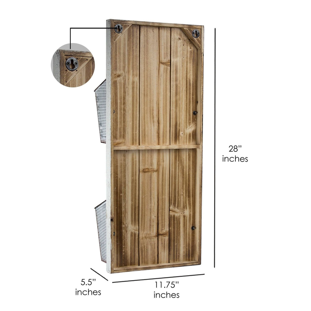 Wood and Metal Wall Hanging Magazine Rack E776574