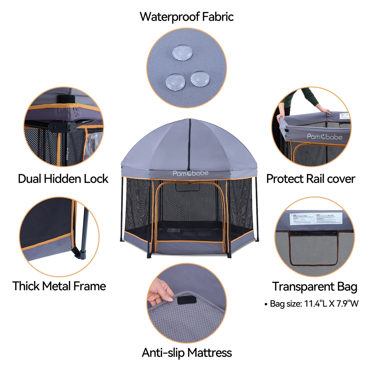Blue Portable Lightweight Baby Playpen with Canopy and Travel Bag E565