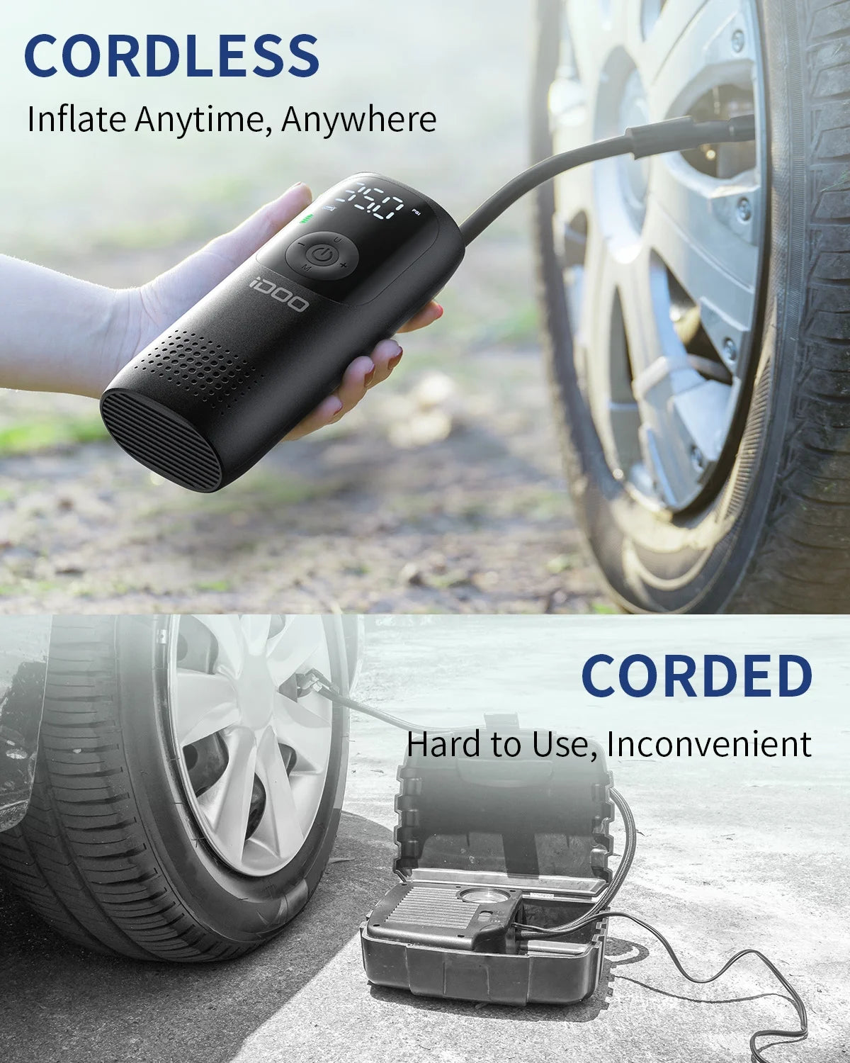 150PSI Cordless Tire Inflator Portable Air Compressor Q5709