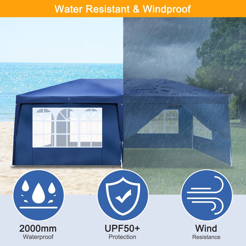 10 x 20-Feet White Pop Up Canopy Tent with 4 Removable Sidewalls V483