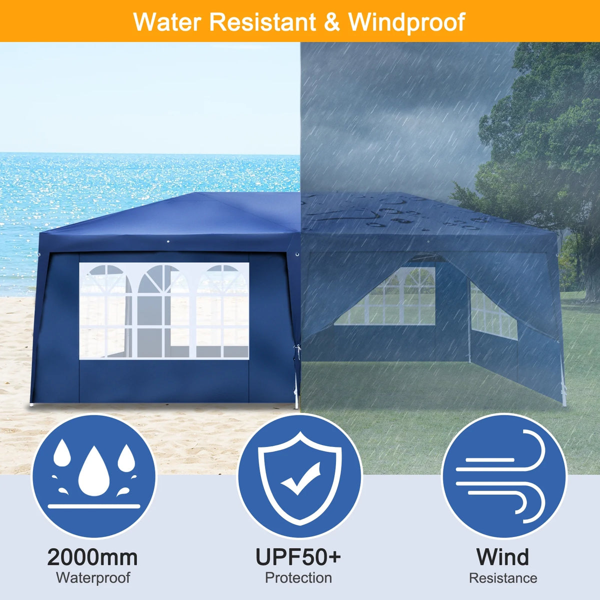 10 x 20-Feet White Pop Up Canopy Tent with 4 Removable Sidewalls V483