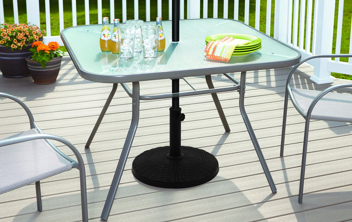 Black Round Powder Coated Resin Patio Umbrella Base P8353