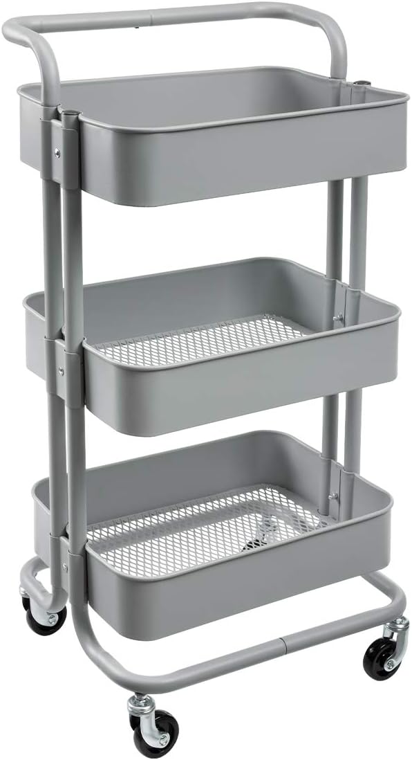 3 Tier Metal Rolling Cart with Handles X2569