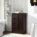 Wooden Bathroom Storage Cabinet with 4 Drawers & Cupboard Espresso Q19832