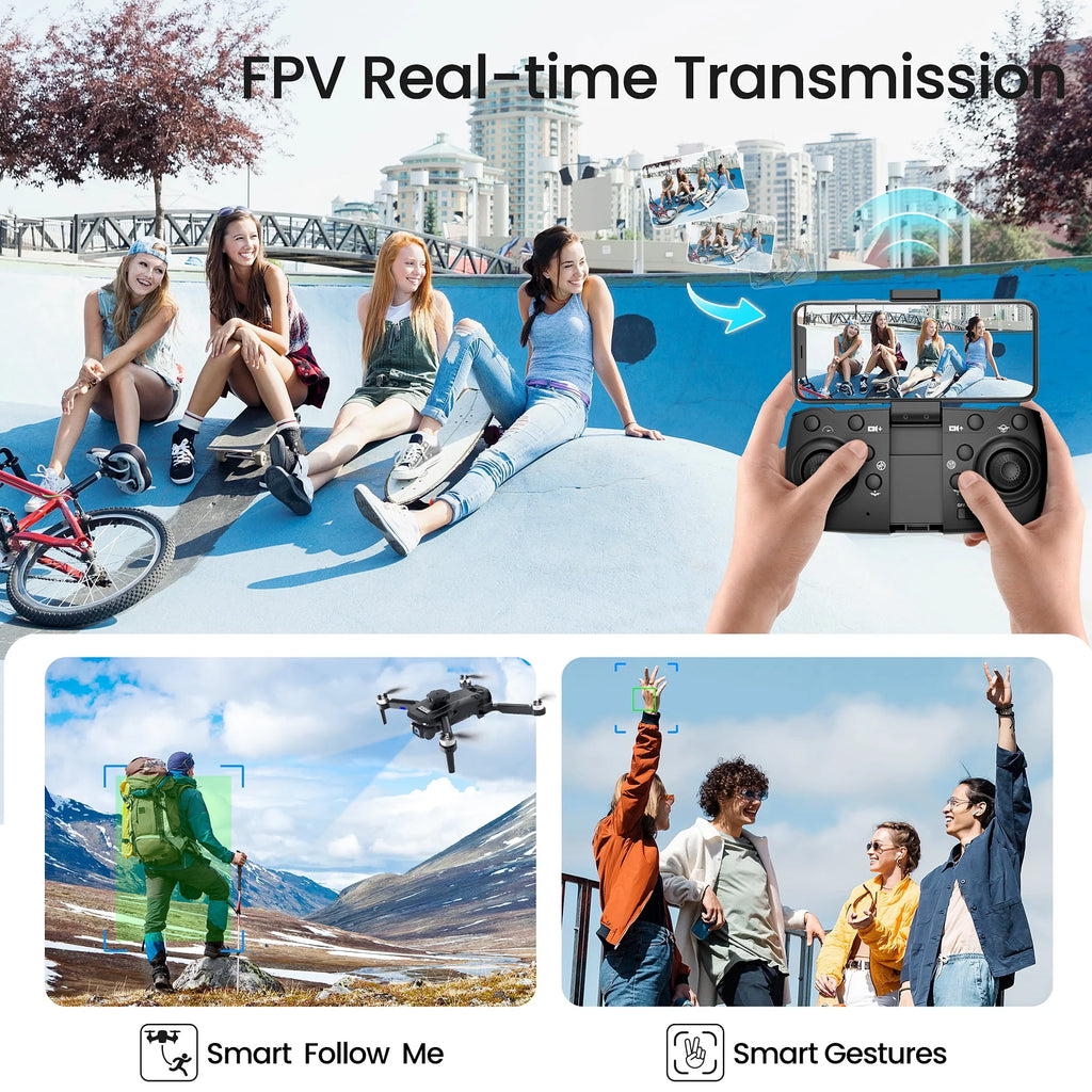 6K HD Camera Drone with 3 Batteries Black M395