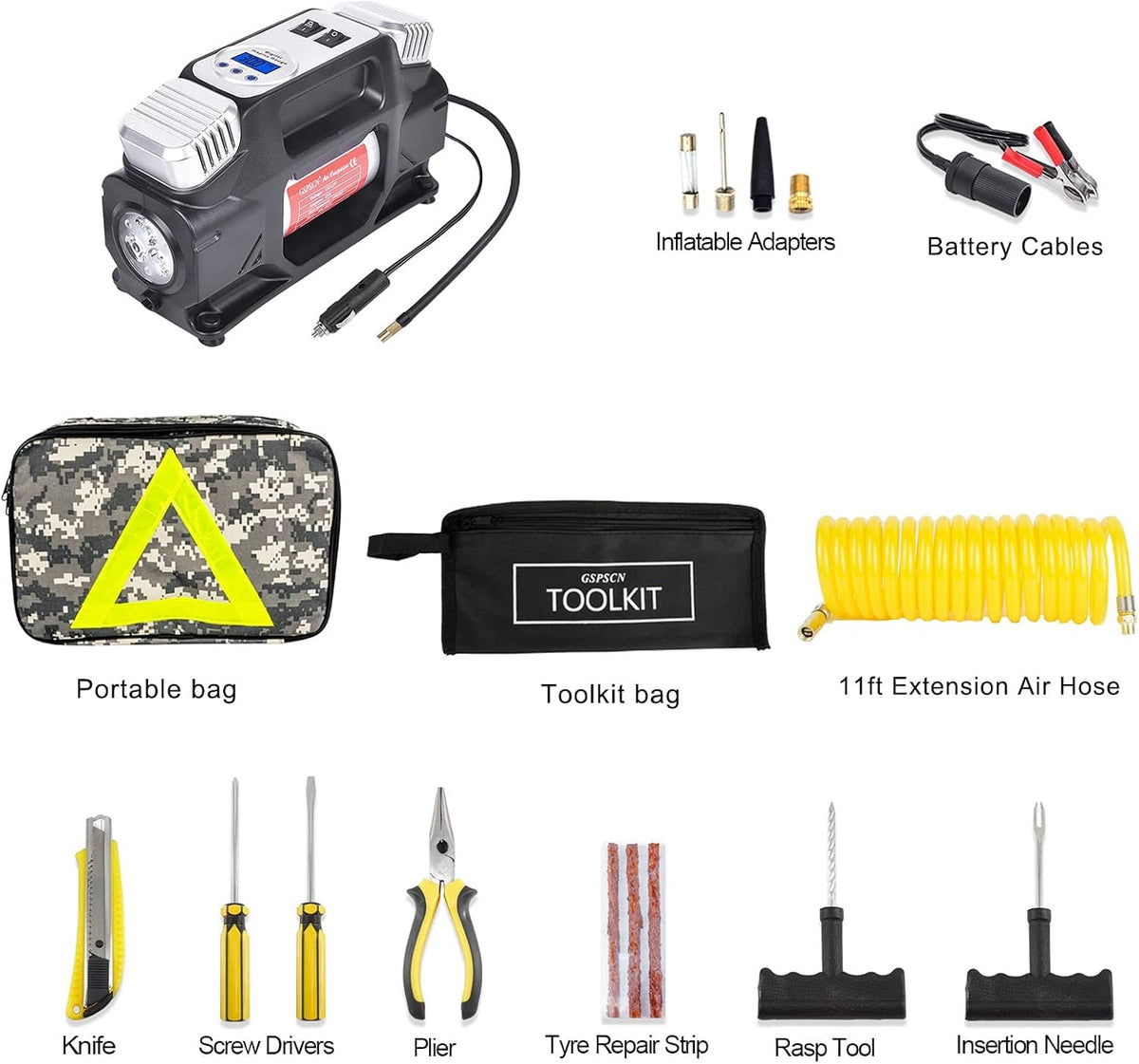 Portable Heavy Duty 12V Air Compressor with Digital Gauge N8443