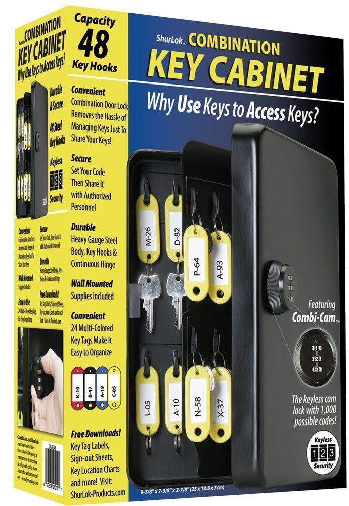 Combination Key Cabinet, 48 Hook, Black E683656