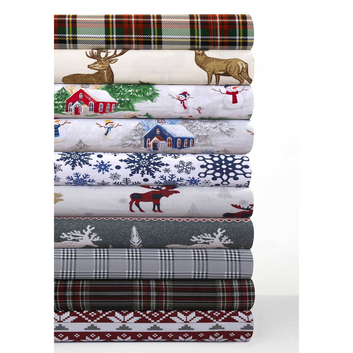 Flannel Extra Deep Pocket Sheet Set Twin XL Navy Red M658