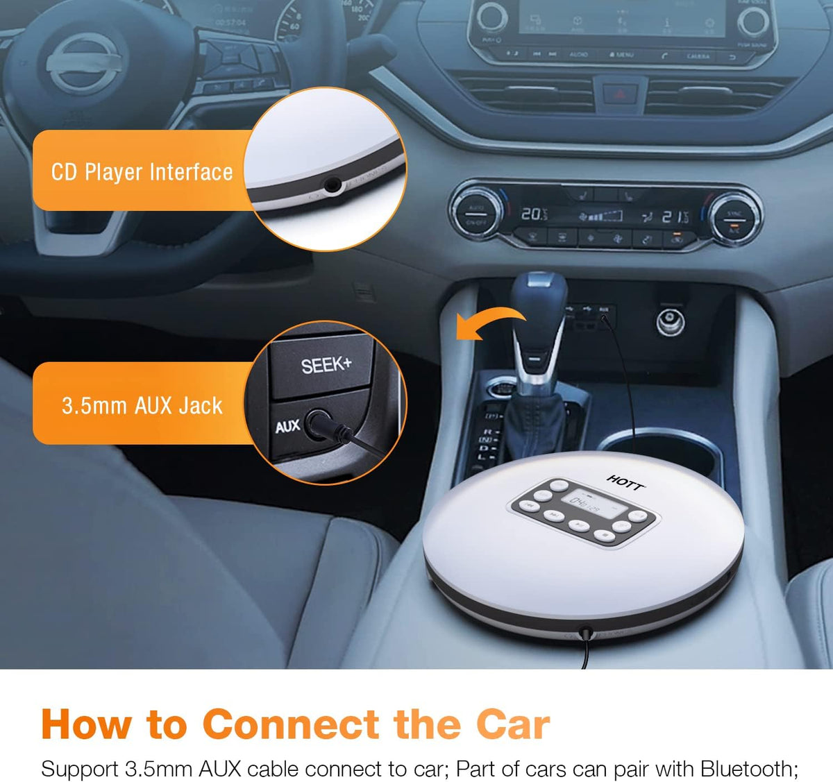 Rechargeable Portable CD Player with Bluetooth D129817