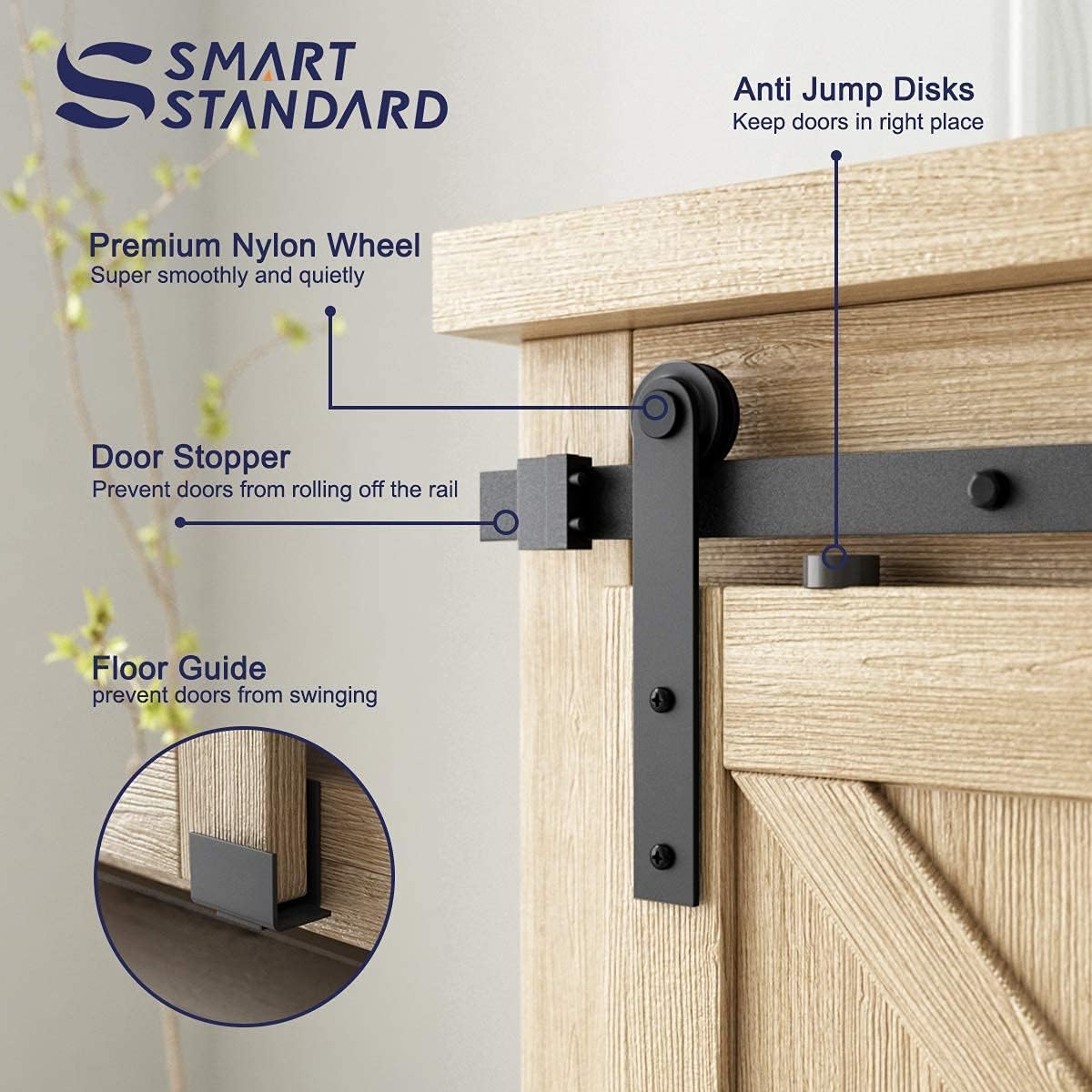 6.6FT Double Door Sliding Barn Door Hardware Kit K4095