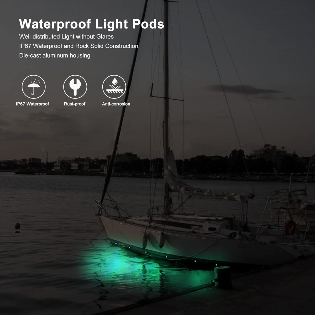 RGB LED Rock Lights 4 Pods Multicolor Waterproof Underglow Kit A9992