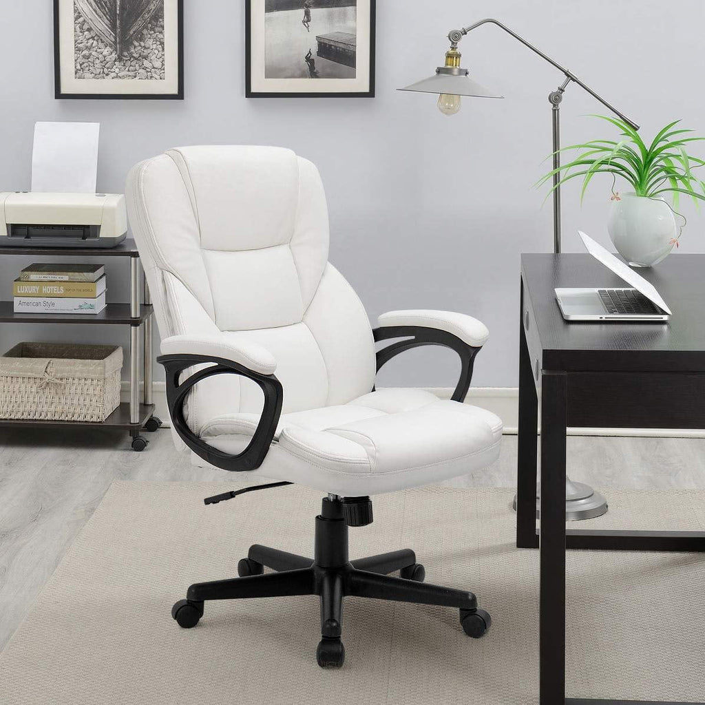 Black Faux Leather High-Back Executive Office Chair with Lumbar Support A28031