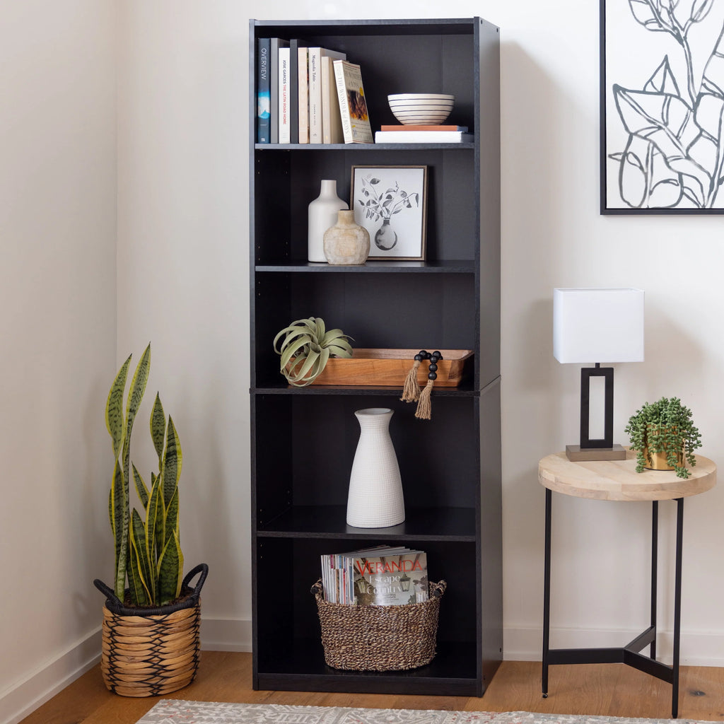 White 5-Shelf Bookcase with Adjustable Shelves Q19925