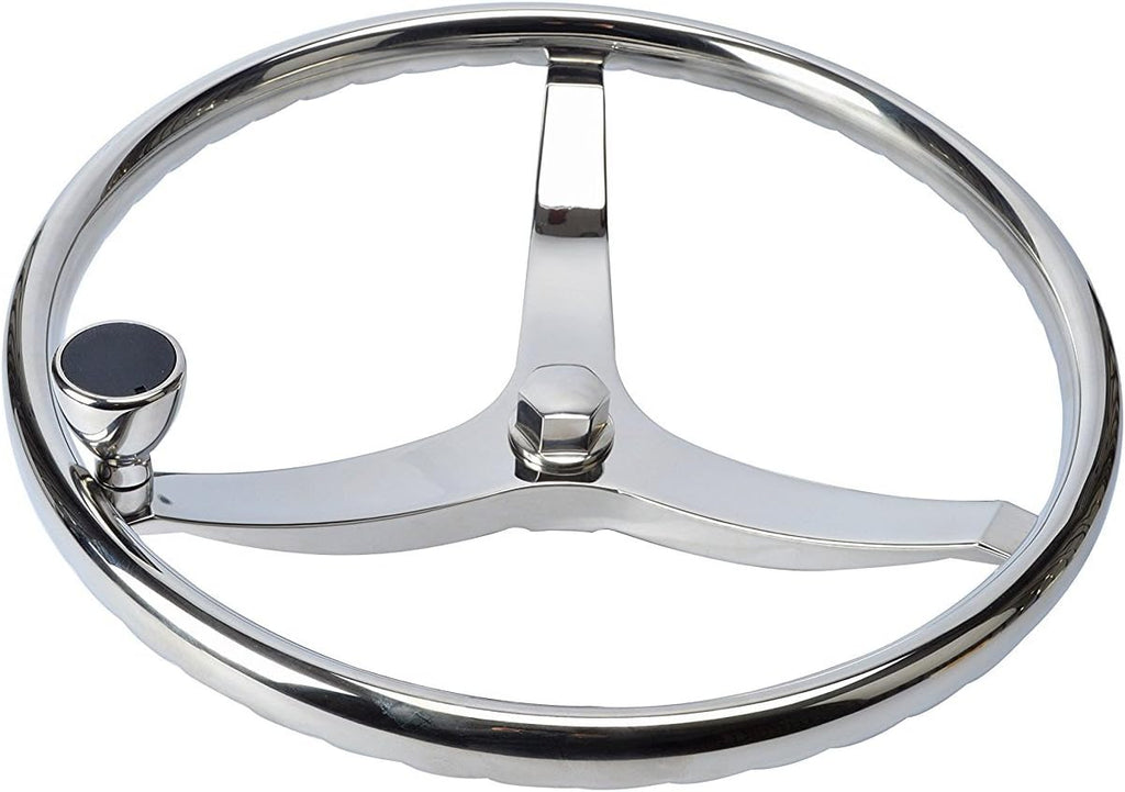 Stainless Steel Boat Steering Wheel 3 Spoke 13-1/2 Dia F5381
