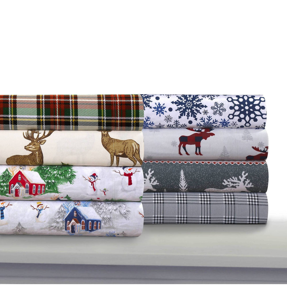 Flannel Extra Deep Pocket Sheet Set Twin XL Navy Red M658