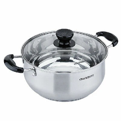 Stainless-Steel Casserole Pot with Glass Lid 22cm O405