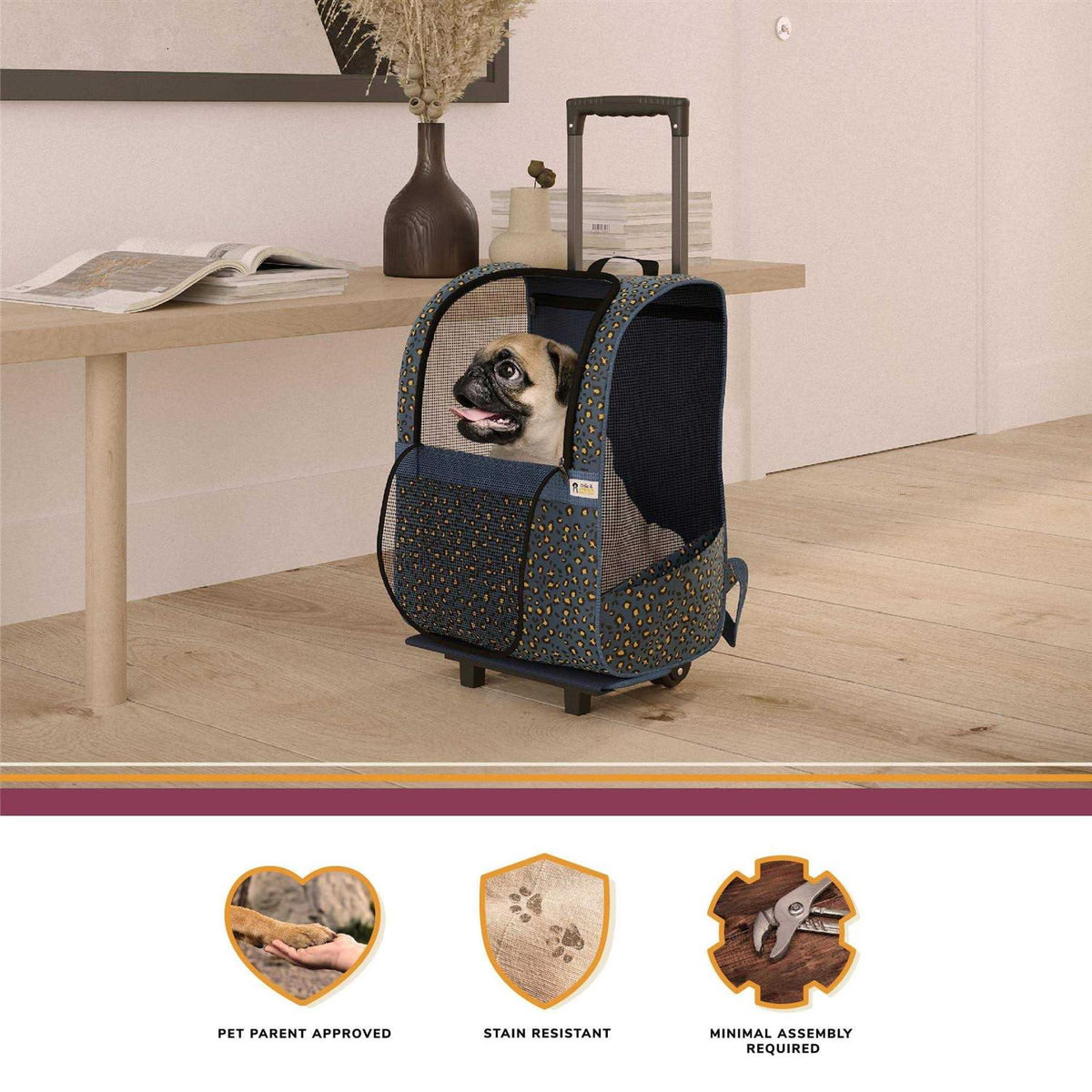 Pet Carrier Trolley with Shock Absorbent Wheels L891176