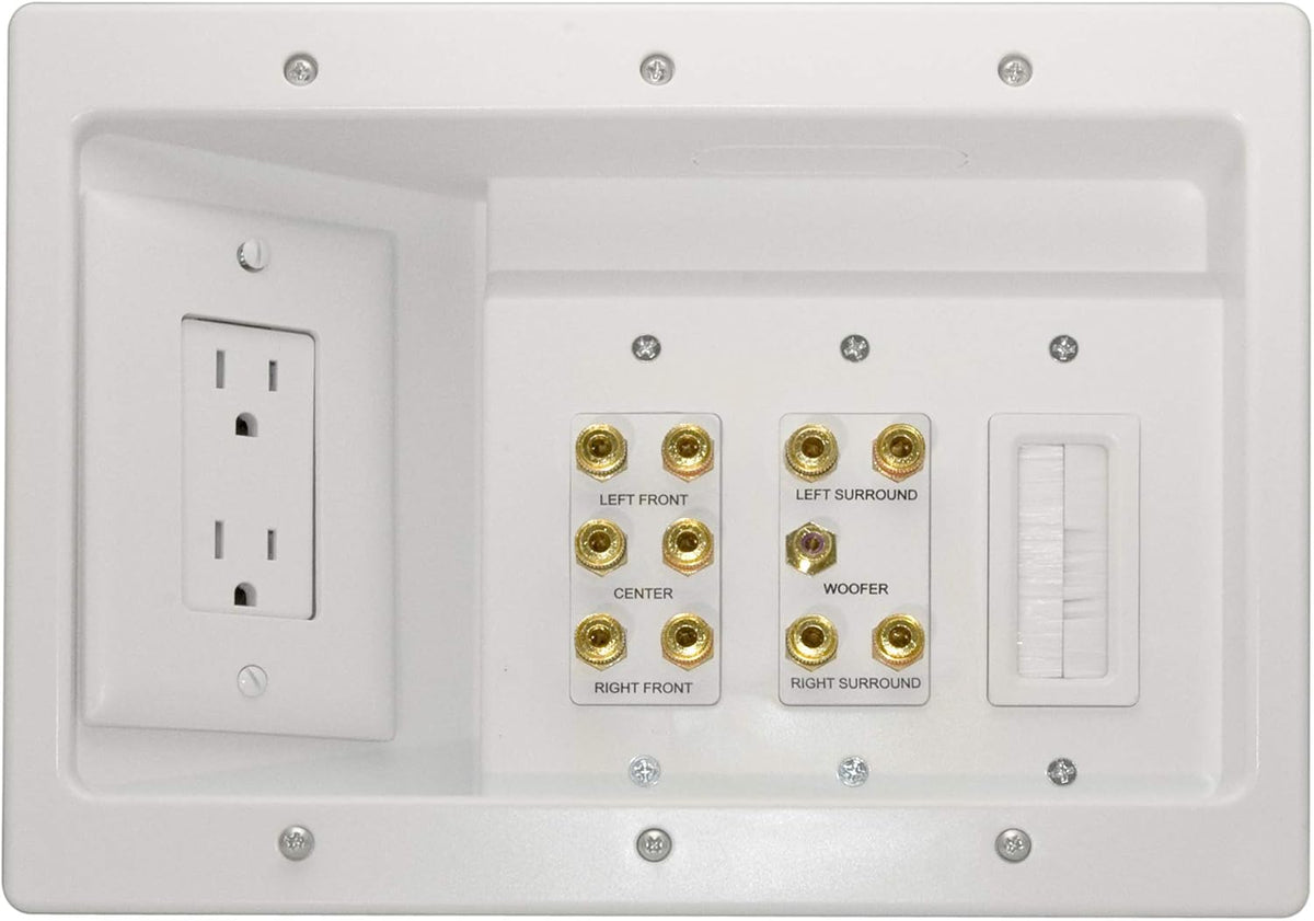 White Recessed In Wall TV Power Kit with USB V216