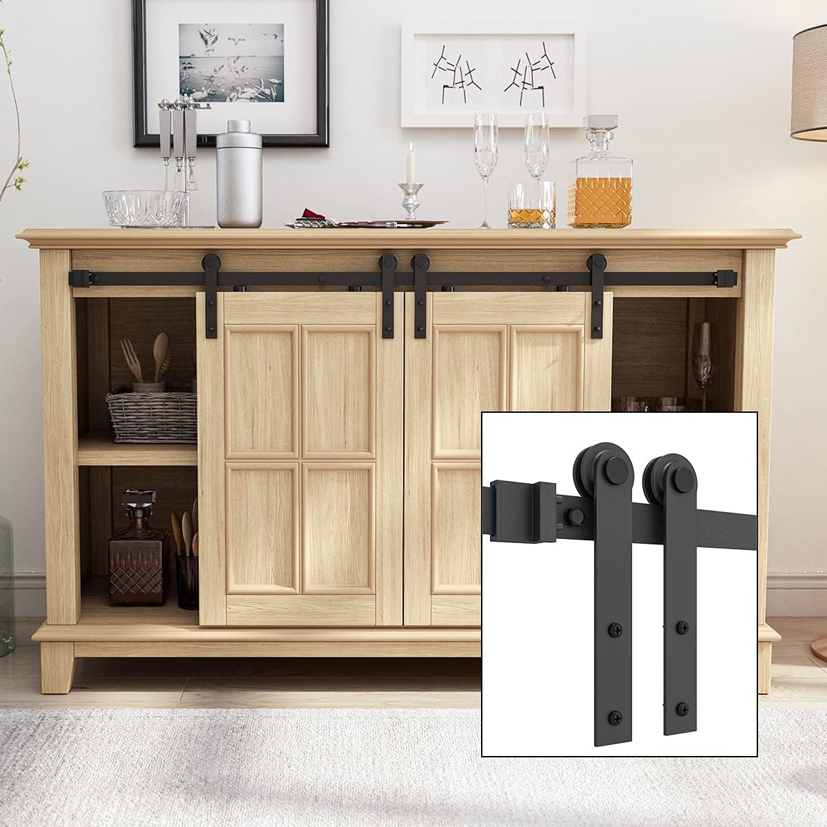 6.6FT Double Door Sliding Barn Door Hardware Kit K4095
