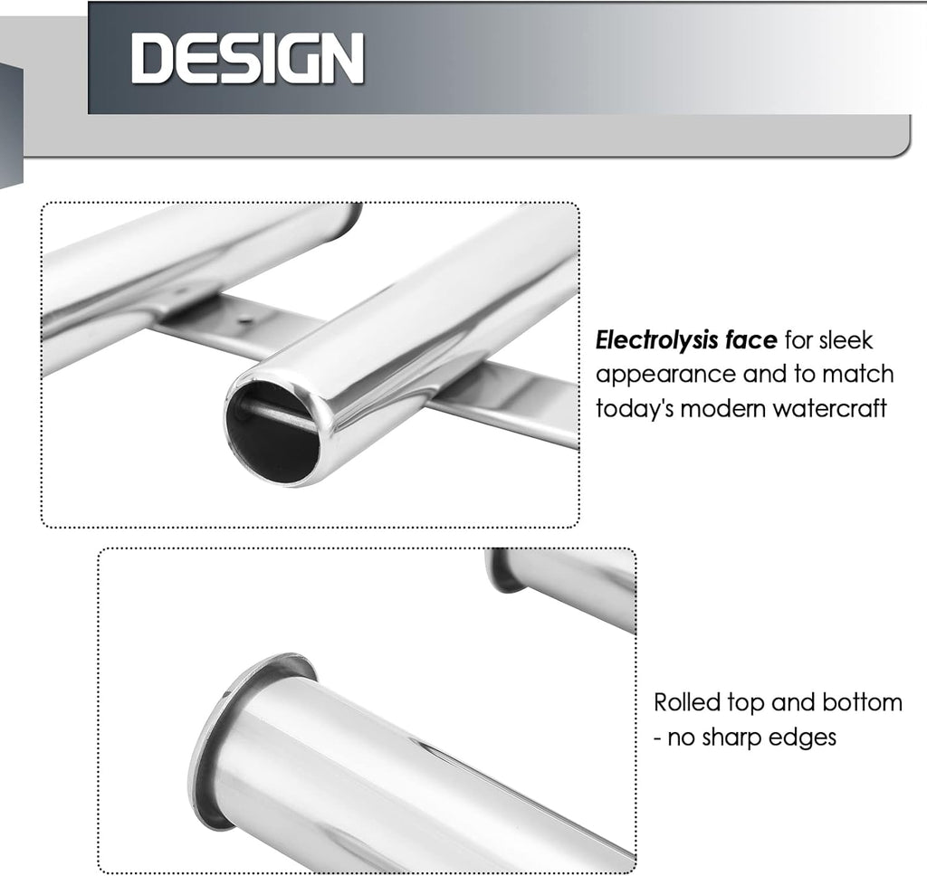 Wall-Mounted 316 Stainless Steel Rod Holder Pack of 2 Y3742